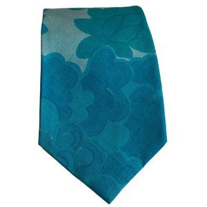 100% Pure Thai Silk Hand Woven In Siam Tie Necktie Blue Floral Pattern